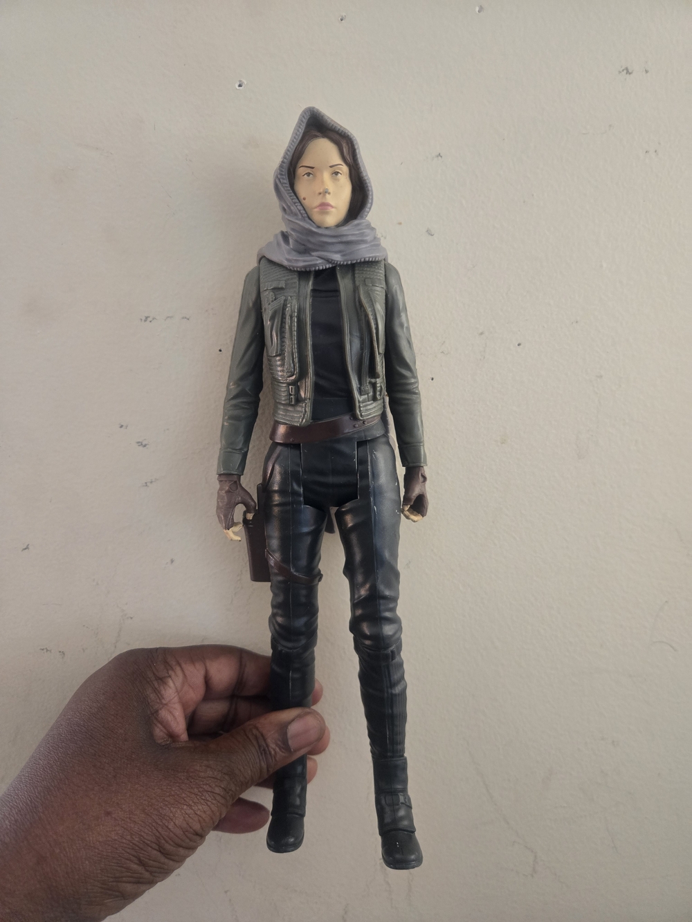 Marvel Female Action Figure with Gray Hood and Black Outfit